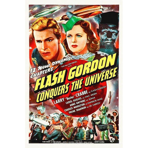 Flash Gordon Conquers The Universe White Modern Wood Framed Art Print by Hollywood Photo Archive