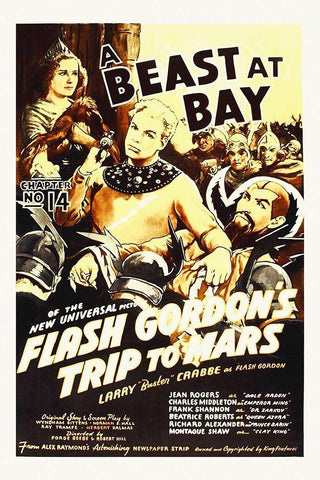 Flash Gordons Trip to Mars - Beast At Bay Black Ornate Wood Framed Art Print with Double Matting by Hollywood Photo Archive