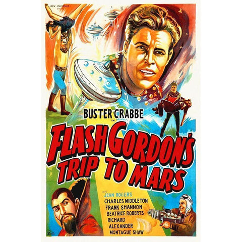 Flash Gordons Trip to Mars - Buster Crabbe White Modern Wood Framed Art Print by Hollywood Photo Archive