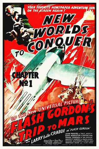 Flash Gordons Trip to Mars - New Worlds to Conquer White Modern Wood Framed Art Print with Double Matting by Hollywood Photo Archive