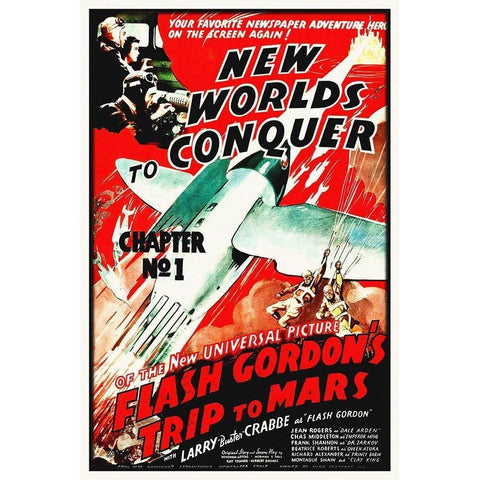 Flash Gordons Trip to Mars - New Worlds to Conquer Black Modern Wood Framed Art Print with Double Matting by Hollywood Photo Archive