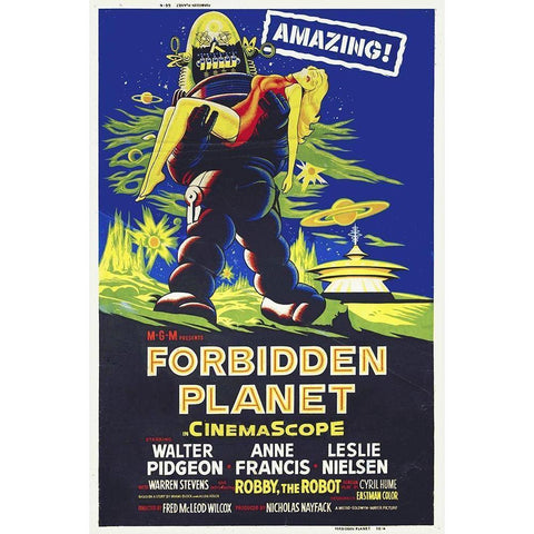 Forbbiden Planet in CinemaScope White Modern Wood Framed Art Print by Hollywood Photo Archive