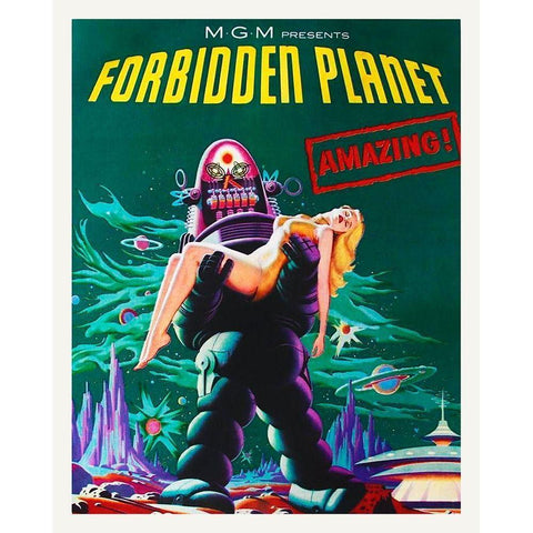 Forbidden Planet White Modern Wood Framed Art Print by Hollywood Photo Archive