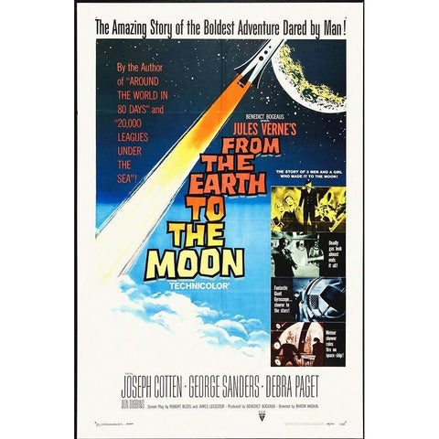 From The Earth To The Moon Gold Ornate Wood Framed Art Print with Double Matting by Hollywood Photo Archive