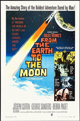 From The Earth To The Moon White Modern Wood Framed Art Print with Double Matting by Hollywood Photo Archive