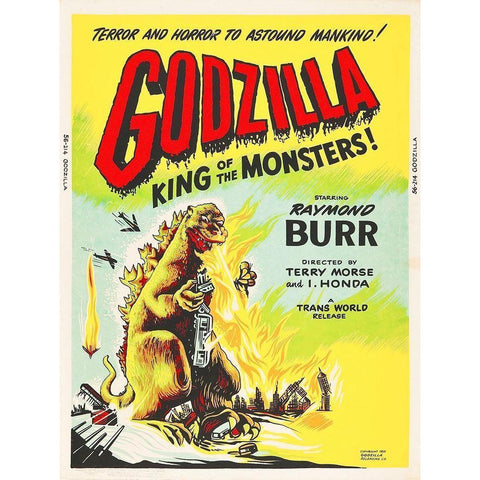 Godzilla - King of the Monsters! Gold Ornate Wood Framed Art Print with Double Matting by Hollywood Photo Archive