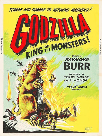 Godzilla - King of the Monsters! Black Ornate Wood Framed Art Print with Double Matting by Hollywood Photo Archive