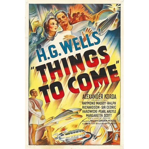 H.G. Wells - Things To Come - Full Color White Modern Wood Framed Art Print by Hollywood Photo Archive