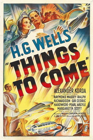 H.G. Wells - Things To Come - Full Color Black Ornate Wood Framed Art Print with Double Matting by Hollywood Photo Archive