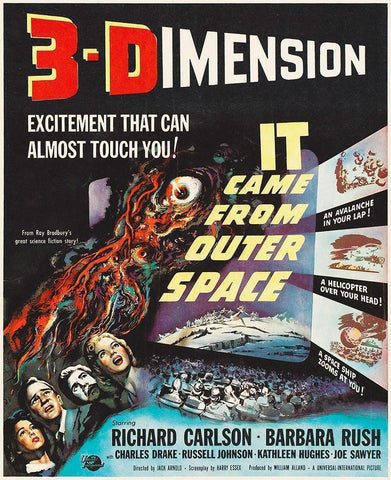 In Came From Outer Space - In 3-Dimension Black Ornate Wood Framed Art Print with Double Matting by Hollywood Photo Archive