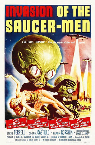 Invasion Of The Saucer Men White Modern Wood Framed Art Print with Double Matting by Hollywood Photo Archive