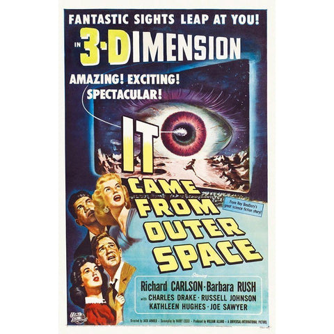 It Came From Outer Space - In 3-D Gold Ornate Wood Framed Art Print with Double Matting by Hollywood Photo Archive