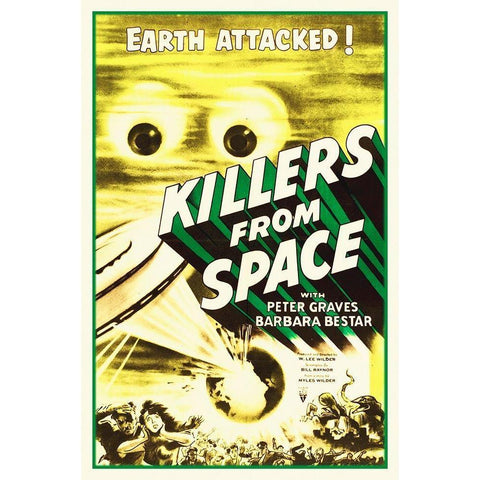 Killers From Space, 1954 White Modern Wood Framed Art Print by Hollywood Photo Archive