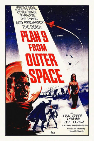 Plan Nine From Outer Space White Modern Wood Framed Art Print with Double Matting by Hollywood Photo Archive