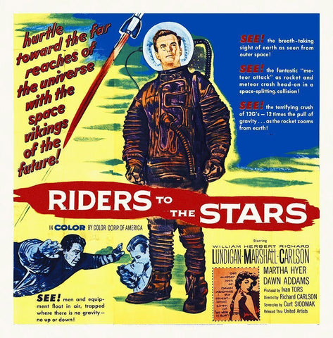 Riders To The Stars, 1954 White Modern Wood Framed Art Print with Double Matting by Hollywood Photo Archive