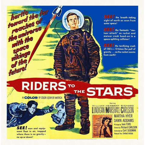 Riders To The Stars, 1954 White Modern Wood Framed Art Print by Hollywood Photo Archive