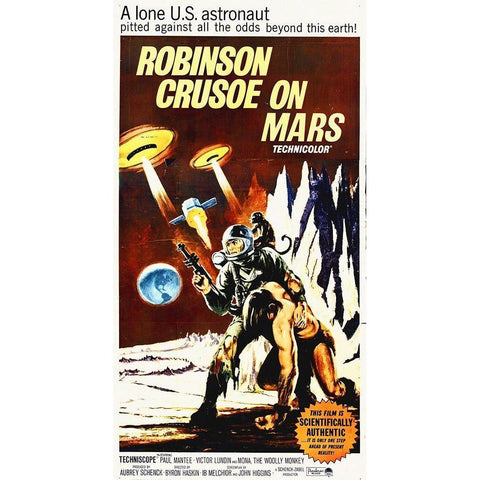 Robinson Crusoe On Mars White Modern Wood Framed Art Print by Hollywood Photo Archive