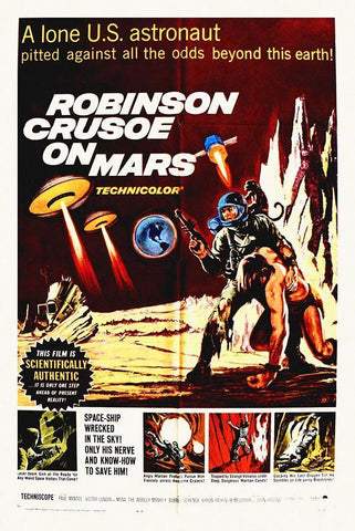 Robinson Crusoe On Mars - Dramatic Scenes White Modern Wood Framed Art Print with Double Matting by Hollywood Photo Archive