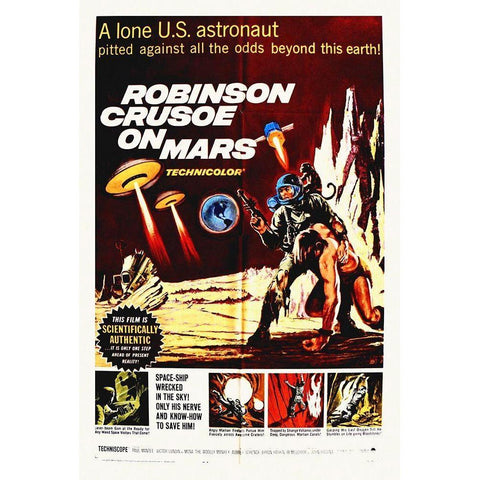 Robinson Crusoe On Mars - Dramatic Scenes White Modern Wood Framed Art Print by Hollywood Photo Archive