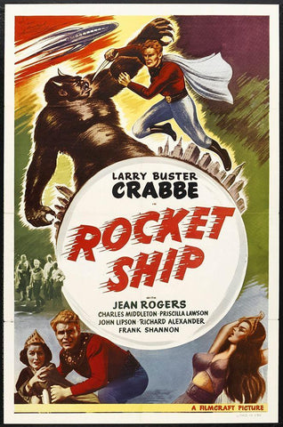 Rocket Ship with Buster Crabbe White Modern Wood Framed Art Print with Double Matting by Hollywood Photo Archive