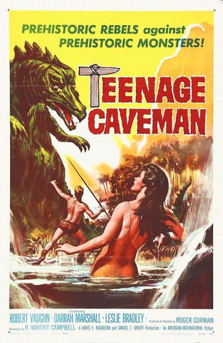 Teenage Caveman Black Ornate Wood Framed Art Print with Double Matting by Hollywood Photo Archive