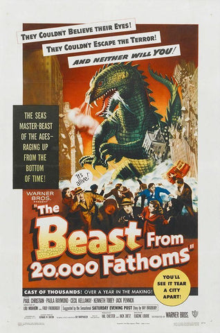 The Beast From 20,000 Fathoms White Modern Wood Framed Art Print with Double Matting by Hollywood Photo Archive