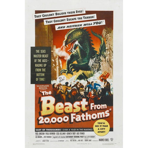 The Beast From 20,000 Fathoms White Modern Wood Framed Art Print by Hollywood Photo Archive