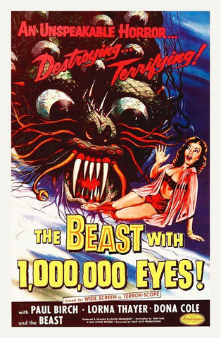 The Beast With 1,000,000 Eyes, 1955 White Modern Wood Framed Art Print with Double Matting by Hollywood Photo Archive