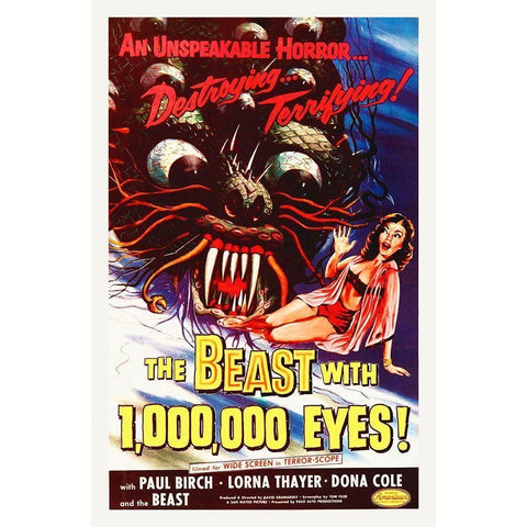 The Beast With 1,000,000 Eyes, 1955 White Modern Wood Framed Art Print by Hollywood Photo Archive