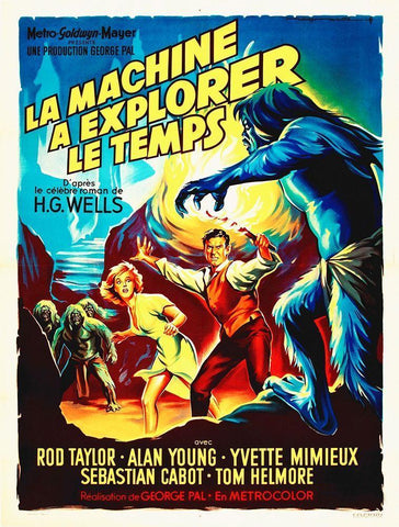 The Time Machine, 1960 - French Black Ornate Wood Framed Art Print with Double Matting by Hollywood Photo Archive