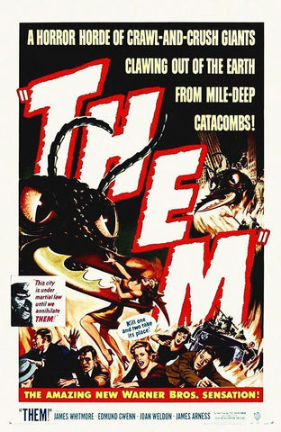 THEM - A Horror Horde... White Modern Wood Framed Art Print with Double Matting by Hollywood Photo Archive