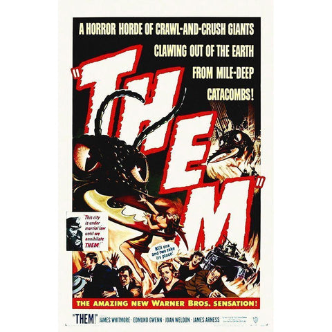 THEM - A Horror Horde... Black Modern Wood Framed Art Print with Double Matting by Hollywood Photo Archive