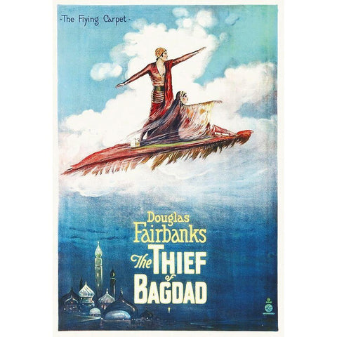 Thief Of Baghdad - Douglas Fairbanks White Modern Wood Framed Art Print by Hollywood Photo Archive