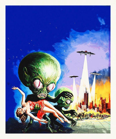 When Mars Attacks, 1954 White Modern Wood Framed Art Print with Double Matting by Hollywood Photo Archive