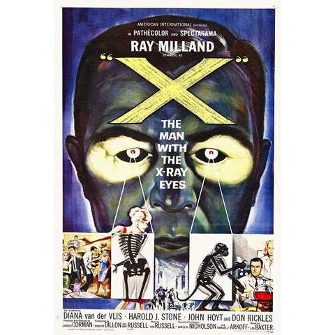 X, The Man With The X-Ray Eyes -1963 Gold Ornate Wood Framed Art Print with Double Matting by Hollywood Photo Archive