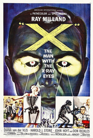 X, The Man With The X-Ray Eyes -1963 Black Ornate Wood Framed Art Print with Double Matting by Hollywood Photo Archive