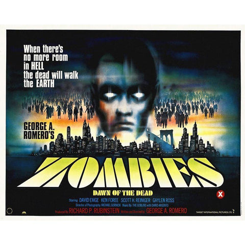 Zombies - Dawn of the Dead White Modern Wood Framed Art Print by Hollywood Photo Archive