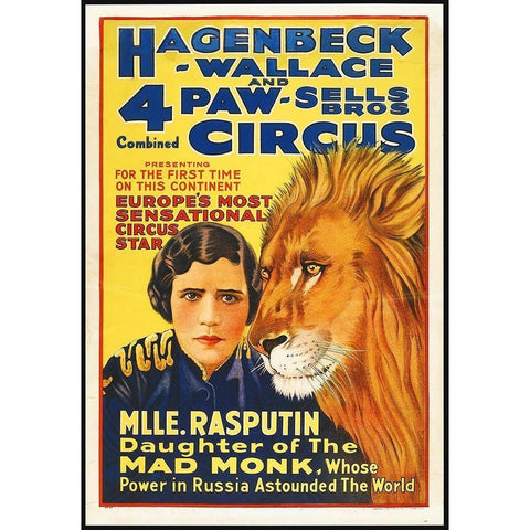 4 Paw-Sells 1918 Black Modern Wood Framed Art Print with Double Matting by Hollywood Photo Archive