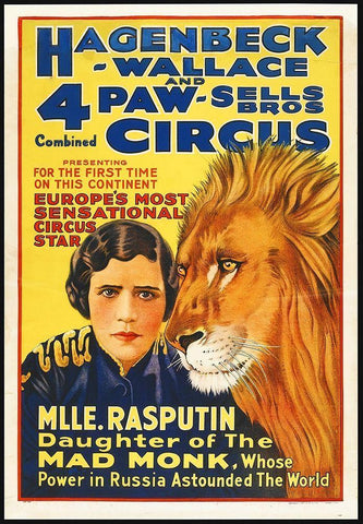 4 Paw-Sells 1918 White Modern Wood Framed Art Print with Double Matting by Hollywood Photo Archive