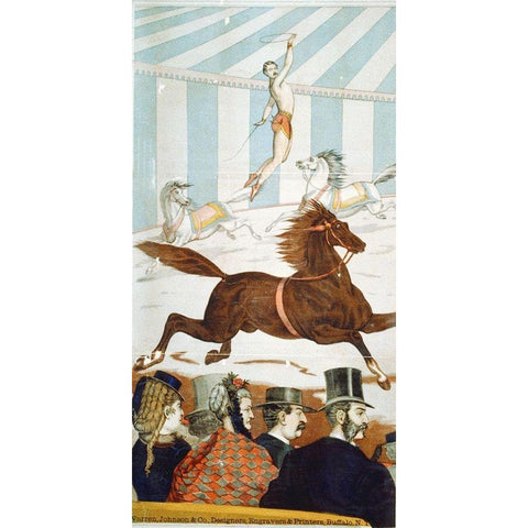 Acrobats On Horseback 4 - 1870 Black Modern Wood Framed Art Print with Double Matting by Hollywood Photo Archive