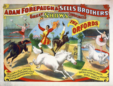 Adam Forepaugh and Sells Brothers - The Oxfords - William And Ella Oxford Black Ornate Wood Framed Art Print with Double Matting by Hollywood Photo Archive