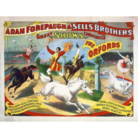 Adam Forepaugh and Sells Brothers - The Oxfords - William And Ella Oxford Gold Ornate Wood Framed Art Print with Double Matting by Hollywood Photo Archive