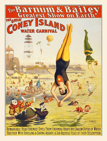 Barnum and Bailey Coney Island Water Carnival 3g10497u White Modern Wood Framed Art Print with Double Matting by Hollywood Photo Archive