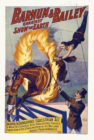 Barnum and Bailey Greatest Show On Earth White Modern Wood Framed Art Print with Double Matting by Hollywood Photo Archive