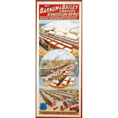 Barnum and Bailey Groesste Schaustellung Der Welt - 1900 Black Modern Wood Framed Art Print with Double Matting by Hollywood Photo Archive