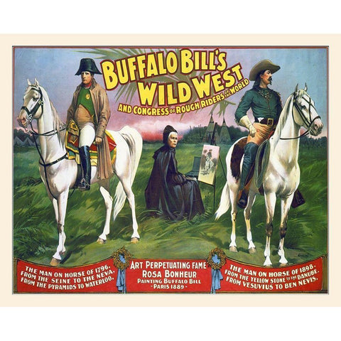 Buffalo Bills Wild West And Congress Of Rough Riders Of The World - 1896 Black Modern Wood Framed Art Print with Double Matting by Hollywood Photo Archive