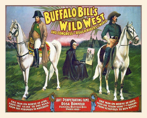 Buffalo Bills Wild West And Congress Of Rough Riders Of The World - 1896 White Modern Wood Framed Art Print with Double Matting by Hollywood Photo Archive