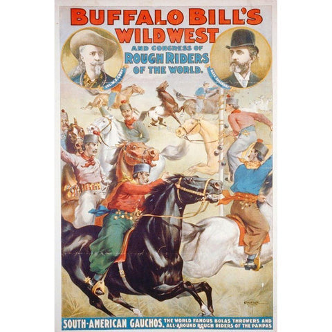 Buffalo Bills Wild West And Congress Of Rough Riders Of The World - South-American Gauchos, The Worl Black Modern Wood Framed Art Print with Double Matting by Hollywood Photo Archive