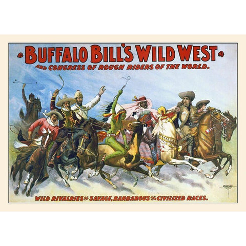 Buffalo Bills Wild West And Congress Of Rough Riders Of The World White Modern Wood Framed Art Print by Hollywood Photo Archive