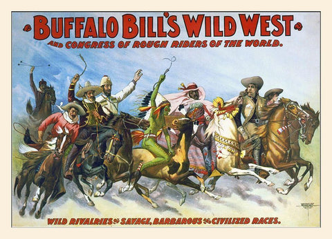 Buffalo Bills Wild West And Congress Of Rough Riders Of The World White Modern Wood Framed Art Print with Double Matting by Hollywood Photo Archive